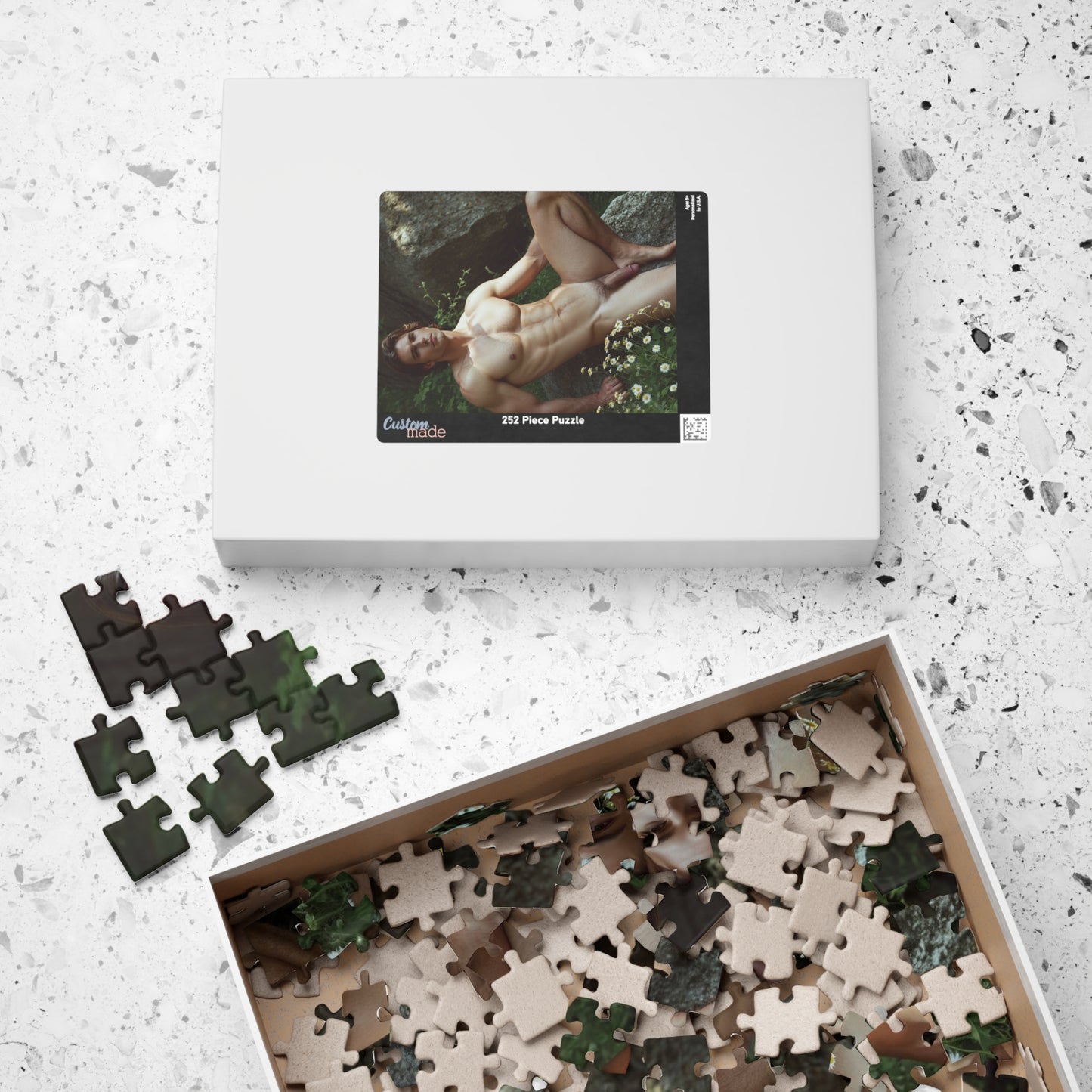 Naked Men Photo Puzzle, Male Nude Photo — Handsome Muscular, Hung Model, Big Penis, Dick Pic Puzzle, Gag Gift for Bachelorette, Gay Interest