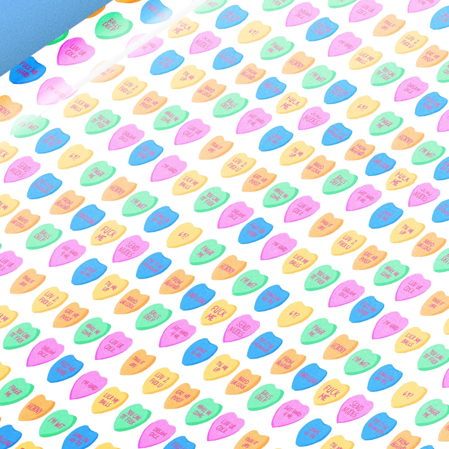 Sexy Valentine Wrapping Paper with Funny & Dirty Candy Hearts, Gift Wrap for Boyfriends, Husbands, or Hookups, Naughty Valentine Present
