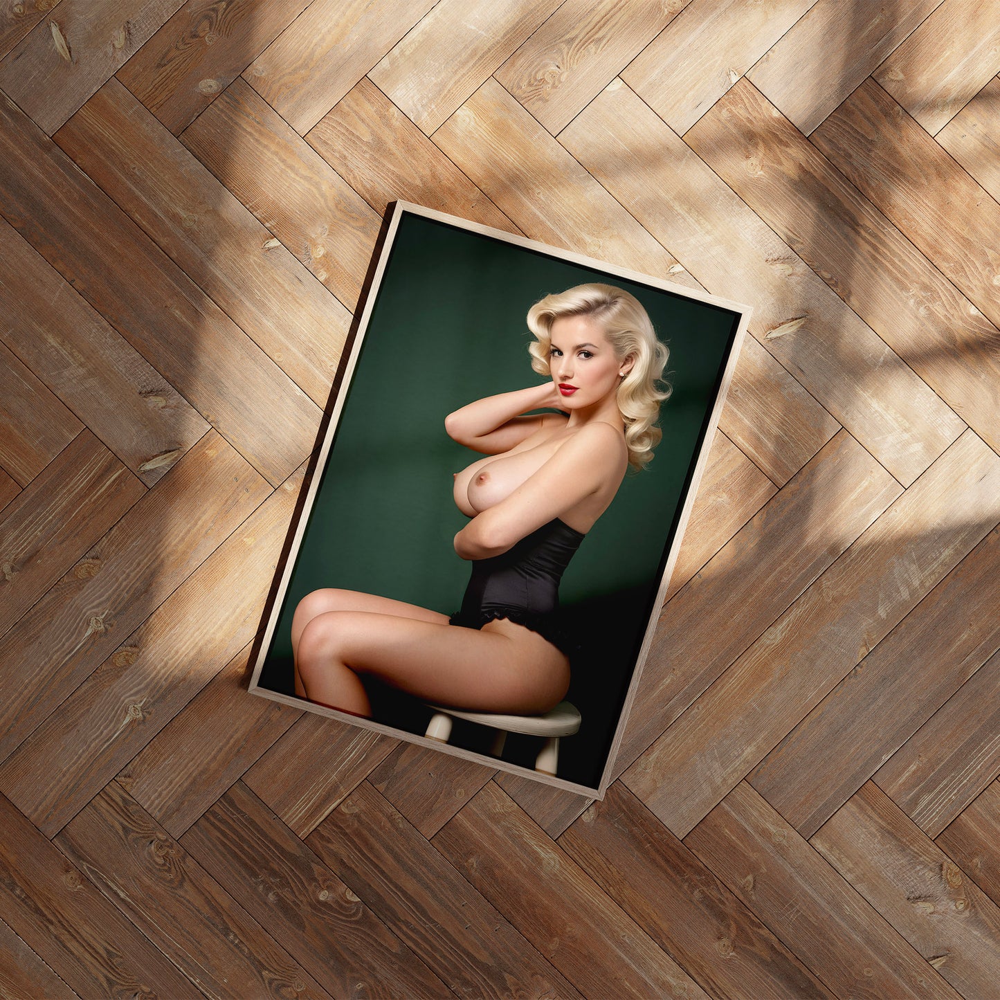 Gorgeous Topless Blonde Woman in Burlesque Photo Big Boobs, Sexy Decor, Naked Woman, Large Breasts, Man Cave Art, Erotica
