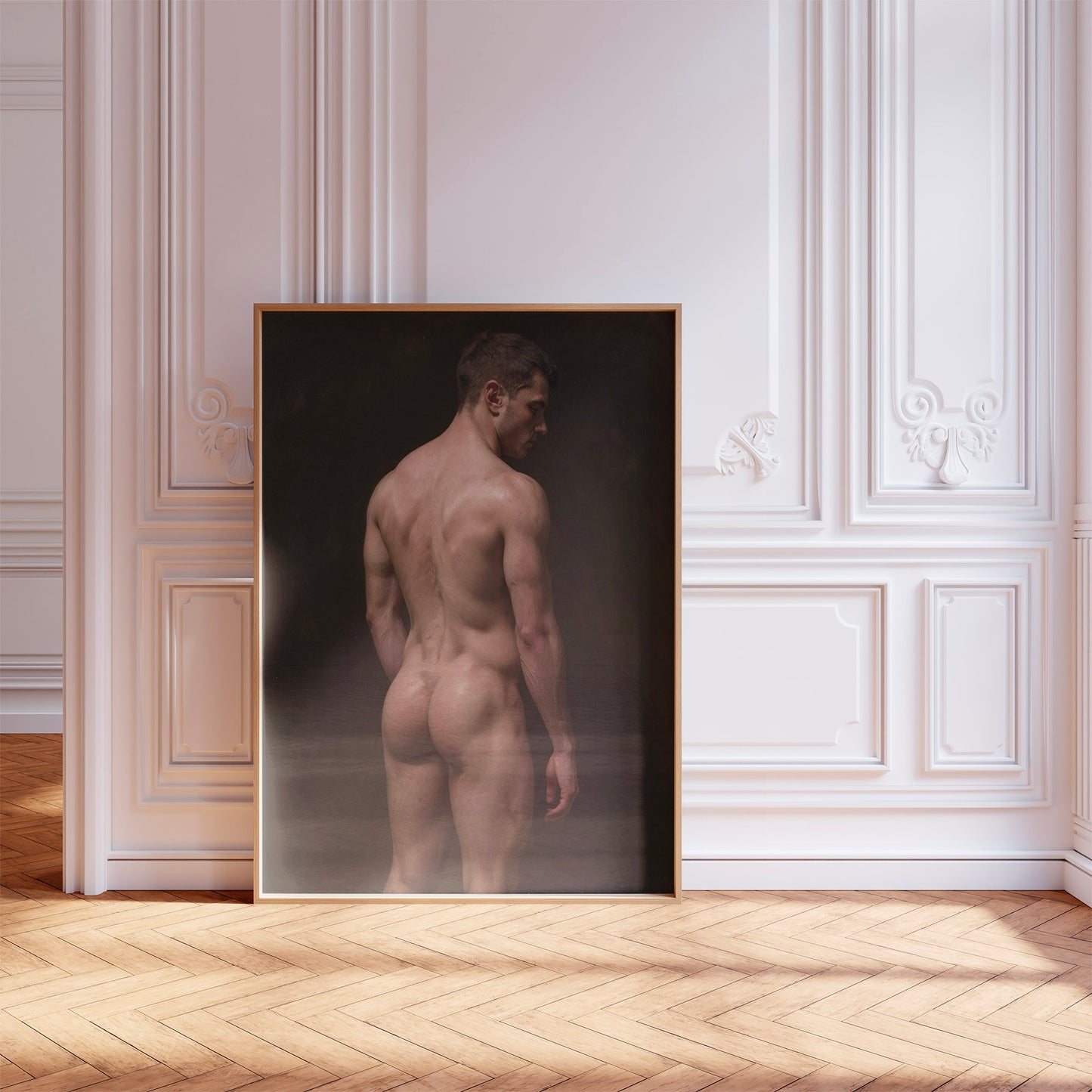 Nude Painting, Muscular Man With Round Butt in Homoerotic Art Print, Tasteful Erotica and Nudity