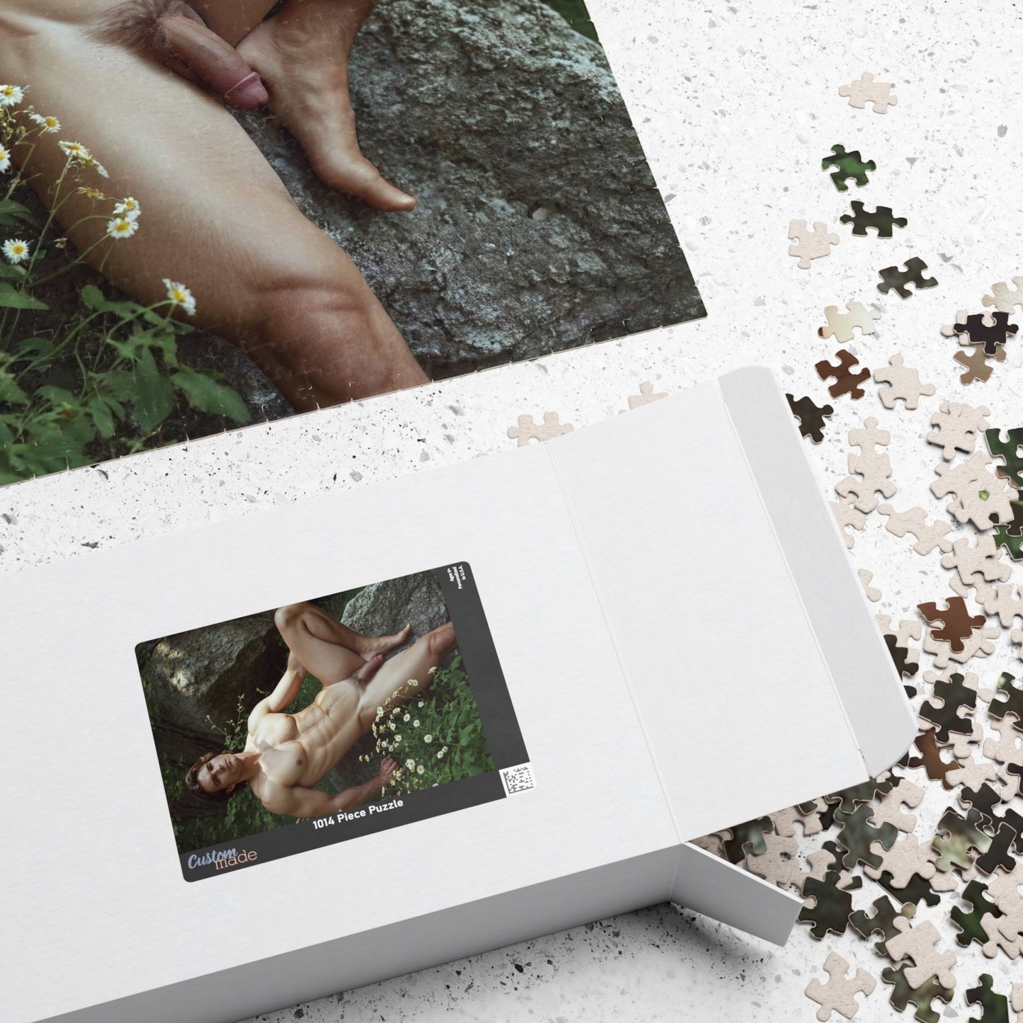 Naked Men Photo Puzzle, Male Nude Photo — Handsome Muscular, Hung Model, Big Penis, Dick Pic Puzzle, Gag Gift for Bachelorette, Gay Interest