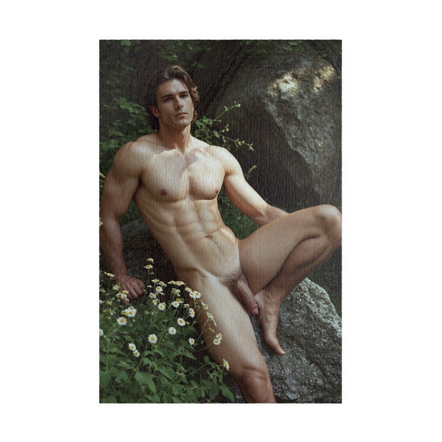 Naked Men Photo Puzzle, Male Nude Photo — Handsome Muscular, Hung Model, Big Penis, Dick Pic Puzzle, Gag Gift for Bachelorette, Gay Interest