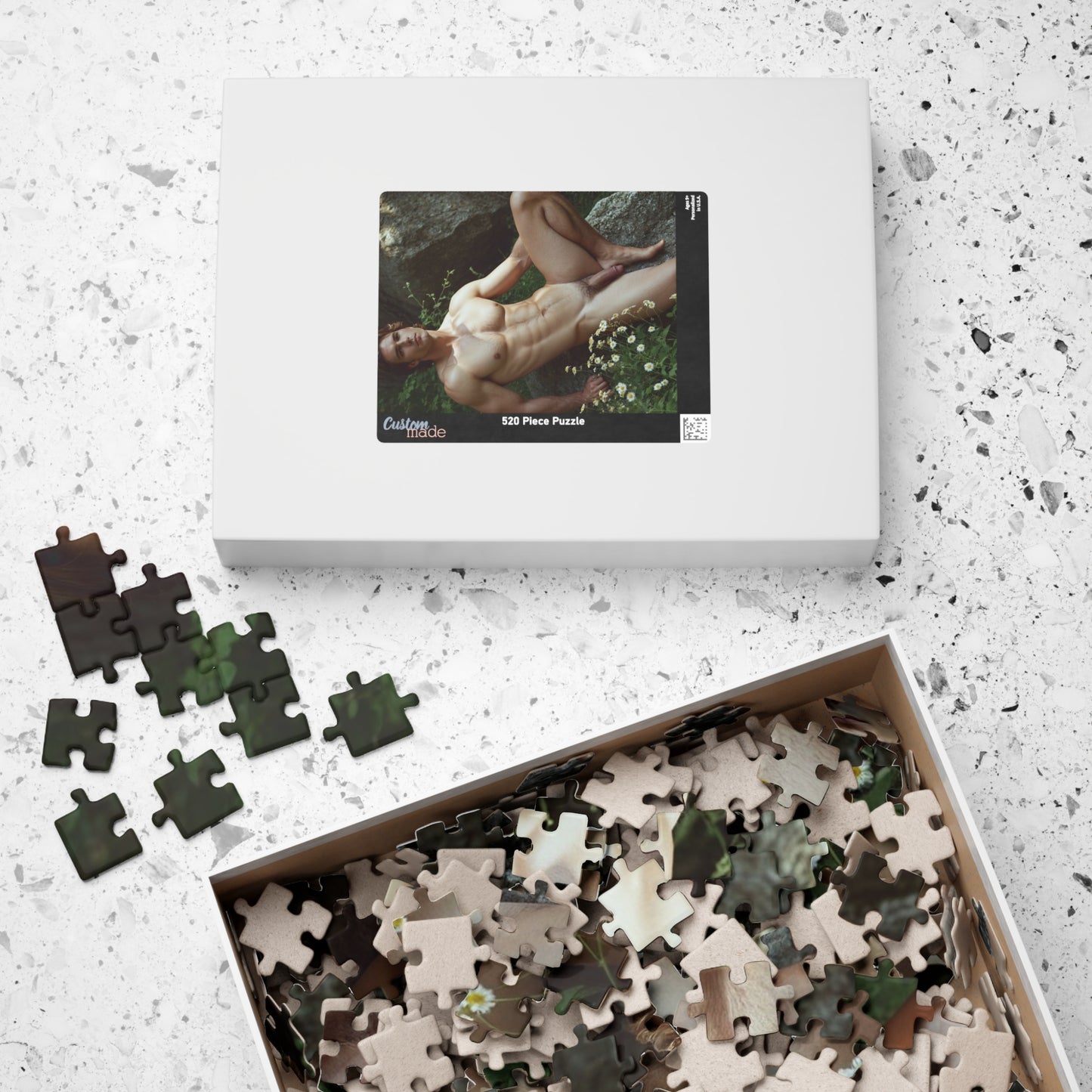 Naked Men Photo Puzzle, Male Nude Photo — Handsome Muscular, Hung Model, Big Penis, Dick Pic Puzzle, Gag Gift for Bachelorette, Gay Interest