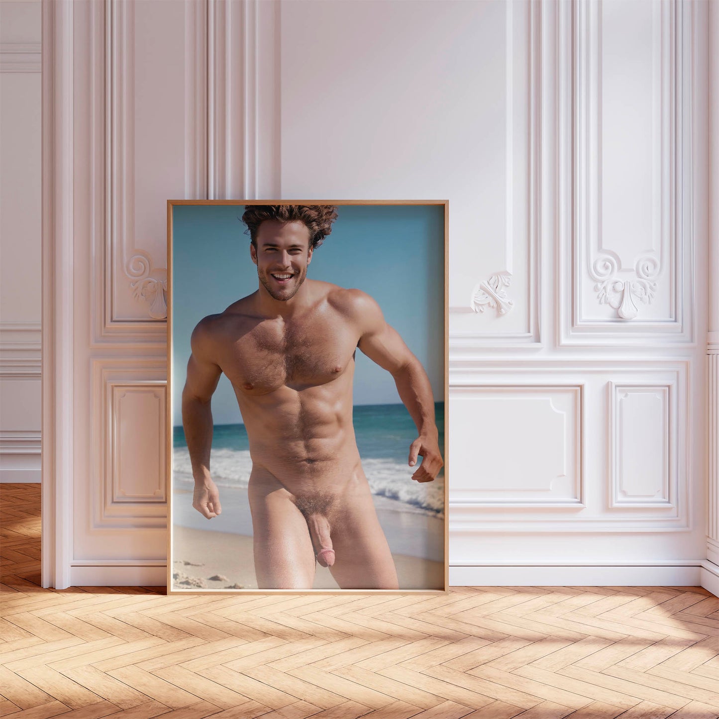 Handsome Naked Man, Showing Penis in Dick Pic, Nude Men Photography, Athletic and Bodybuilder Physique, Nudist Beach Photo, Gay Interest