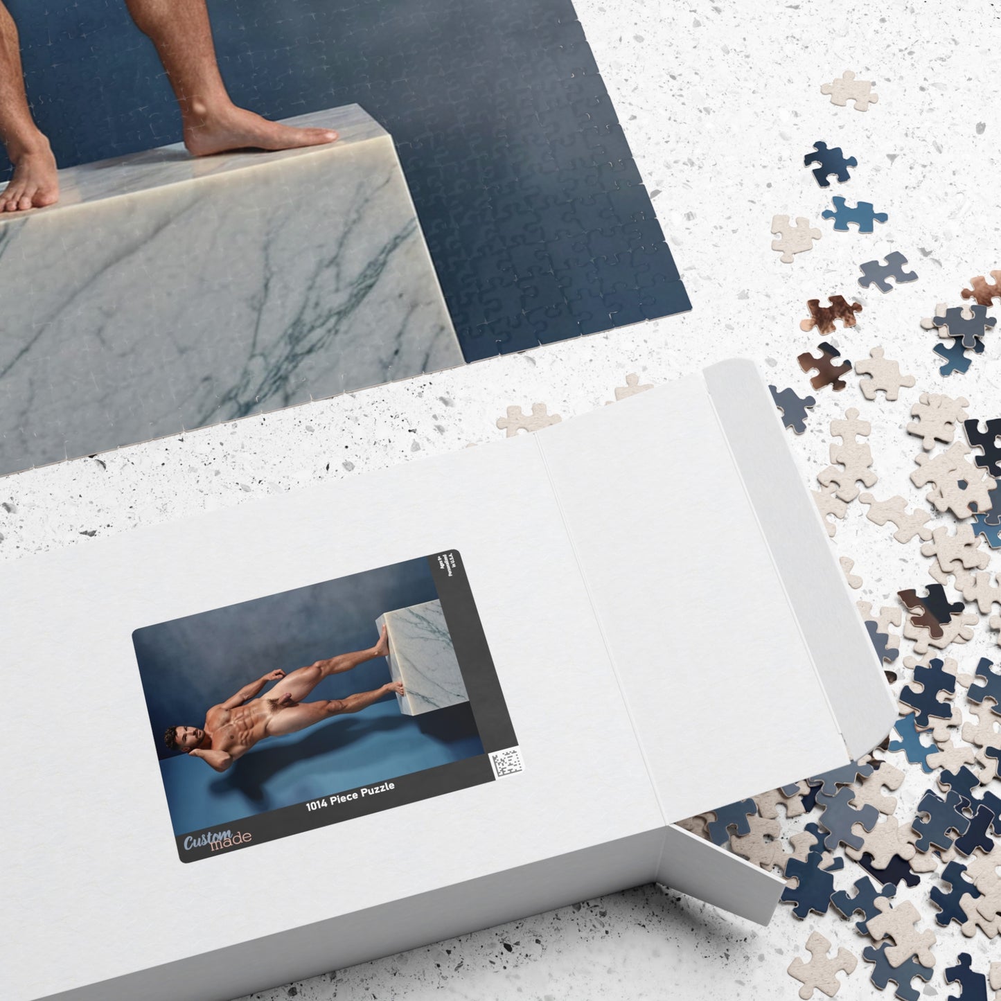 Dick Pic & Gay Porn Puzzle, Full Frontal Nudity Jigsaw Puzzle, Nude Photo of Man on Statue Plinth,  Funny Gift for Bachelorette or Gay Bachelor Party