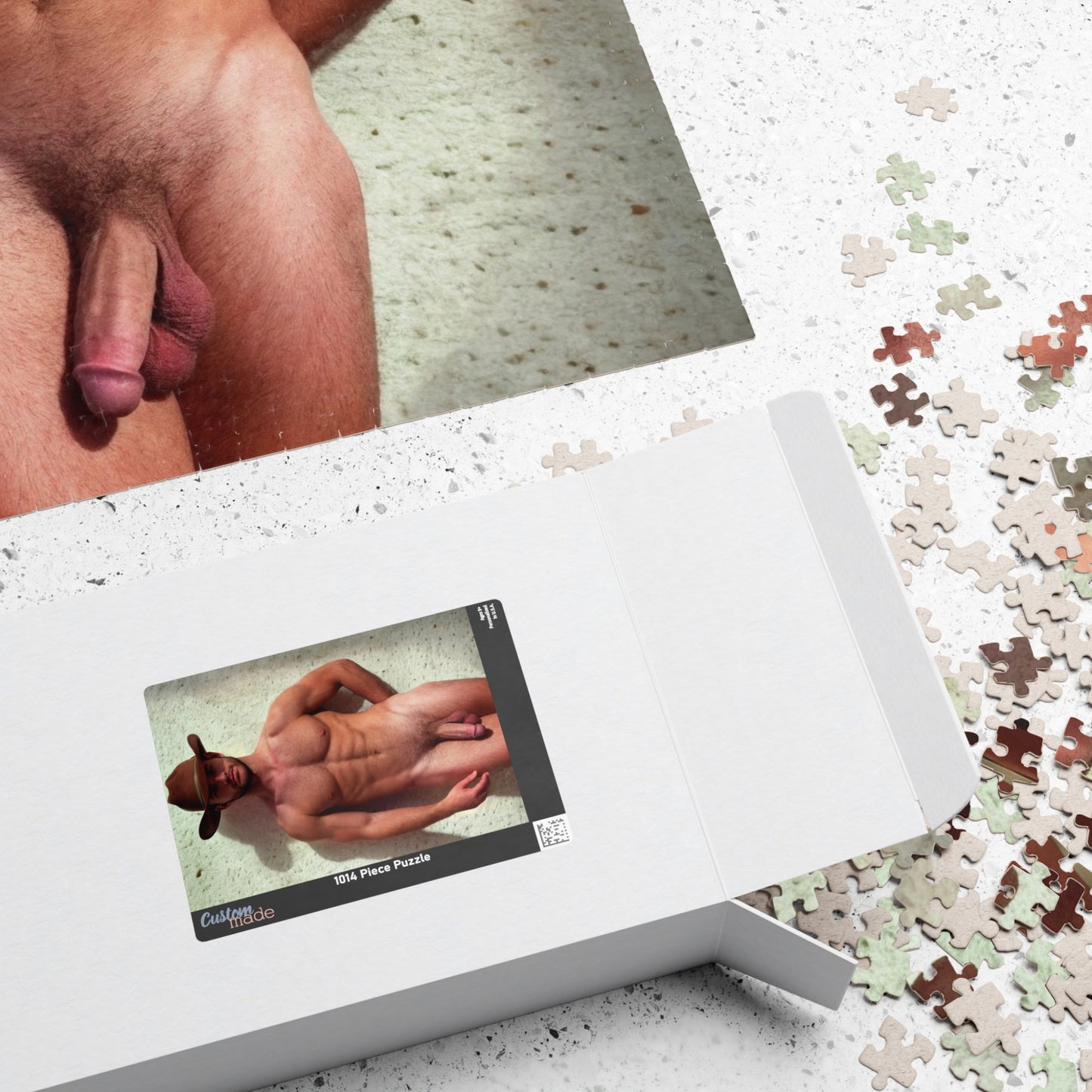 Naked Cowboy with Big Penis Puzzle, Dick Pic, Handsome Retro Porn Photo Jigsaw Puzzle, Gift for Bachelorette or Gay Bachelor Party, Dirty Present