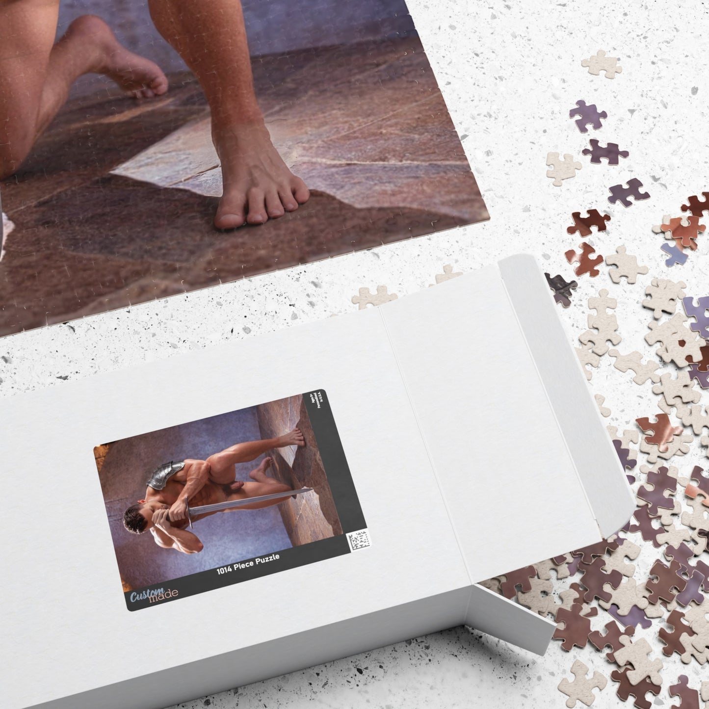 Fantasy Male Nude Photo Puzzle, Sexy Knight Kneeling & Showing Penis, Dick Pic Puzzle for Dirty Gifts, Bachelorette or Gay Bachelor Parties, Gag Gift