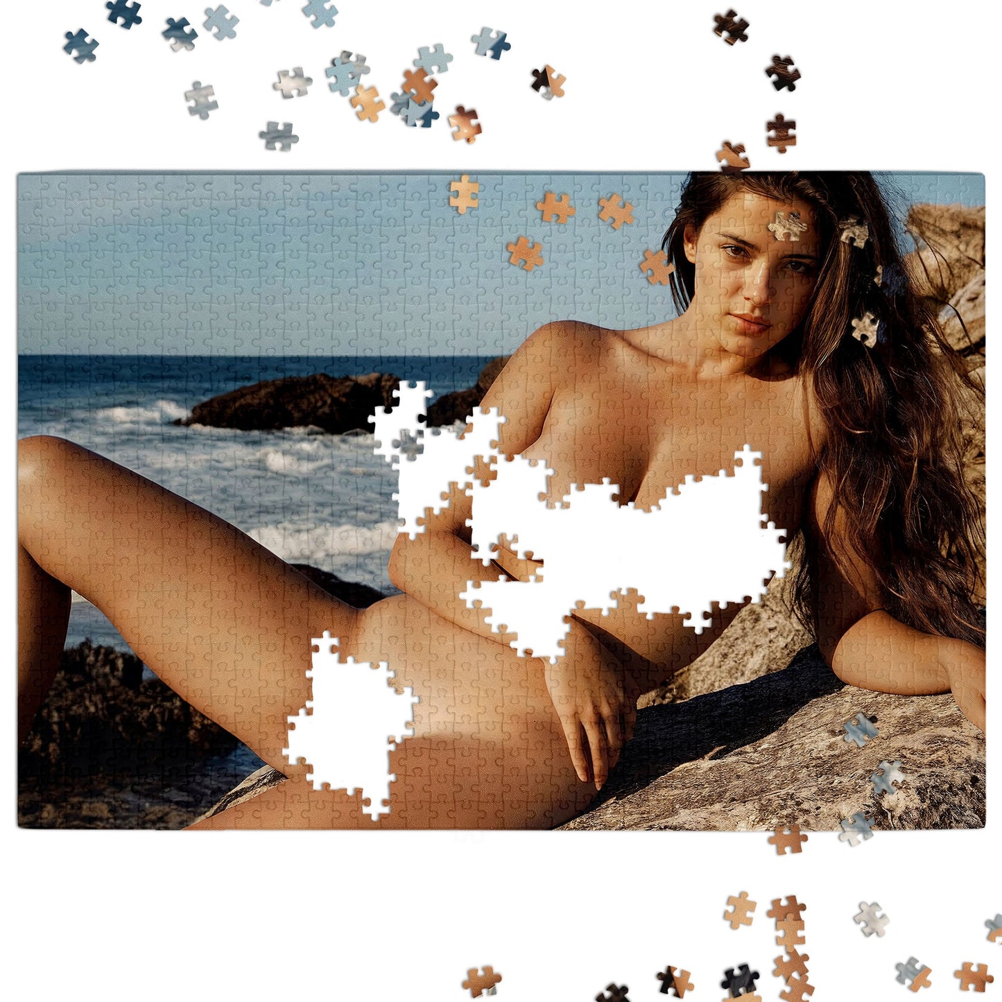 Full Frontal Nude Puzzle, Nude Photo Jigsaw Puzzle, 1000-Piece Beautiful Naked Woman at Beach, Funny Sexy Gift