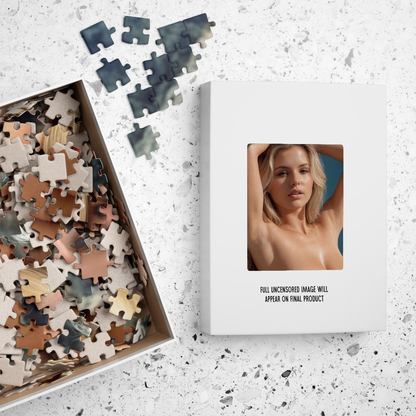 Topless Nude Blonde Photo Puzzle, 1000-Piece Beautiful Naked Blonde Woman Jigsaw Puzzle, Funny Sexy Gift for Holidays