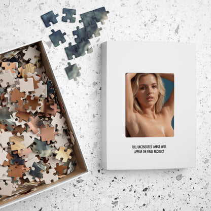Topless Nude Blonde Photo Puzzle, 1000-Piece Beautiful Naked Blonde Woman Jigsaw Puzzle, Funny Sexy Gift for Holidays