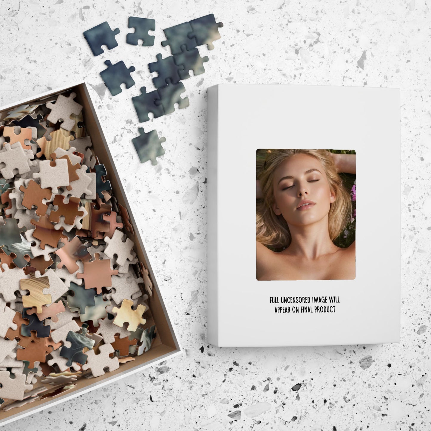 Topless Blonde Naked Puzzle, Nude Photo Jigsaw Puzzle, 1000-Piece Beautiful Naked Blonde Woman in Flowers, Funny Sexy Gift