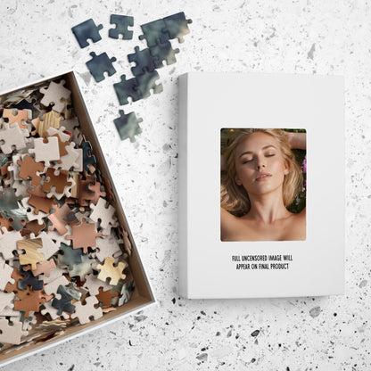 Topless Blonde Naked Puzzle, Nude Photo Jigsaw Puzzle, 1000-Piece Beautiful Naked Blonde Woman in Flowers, Funny Sexy Gift
