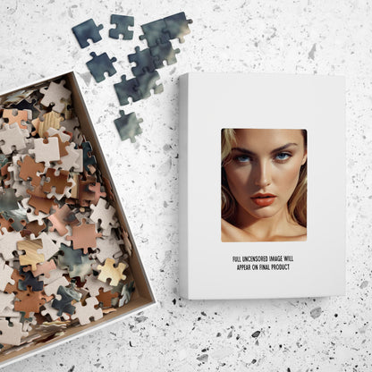 Hot Topless Blonde in Nude Photo Puzzle, 1000-Piece Beautiful Naked Blonde Woman Jigsaw Puzzle, Funny Sexy Gift