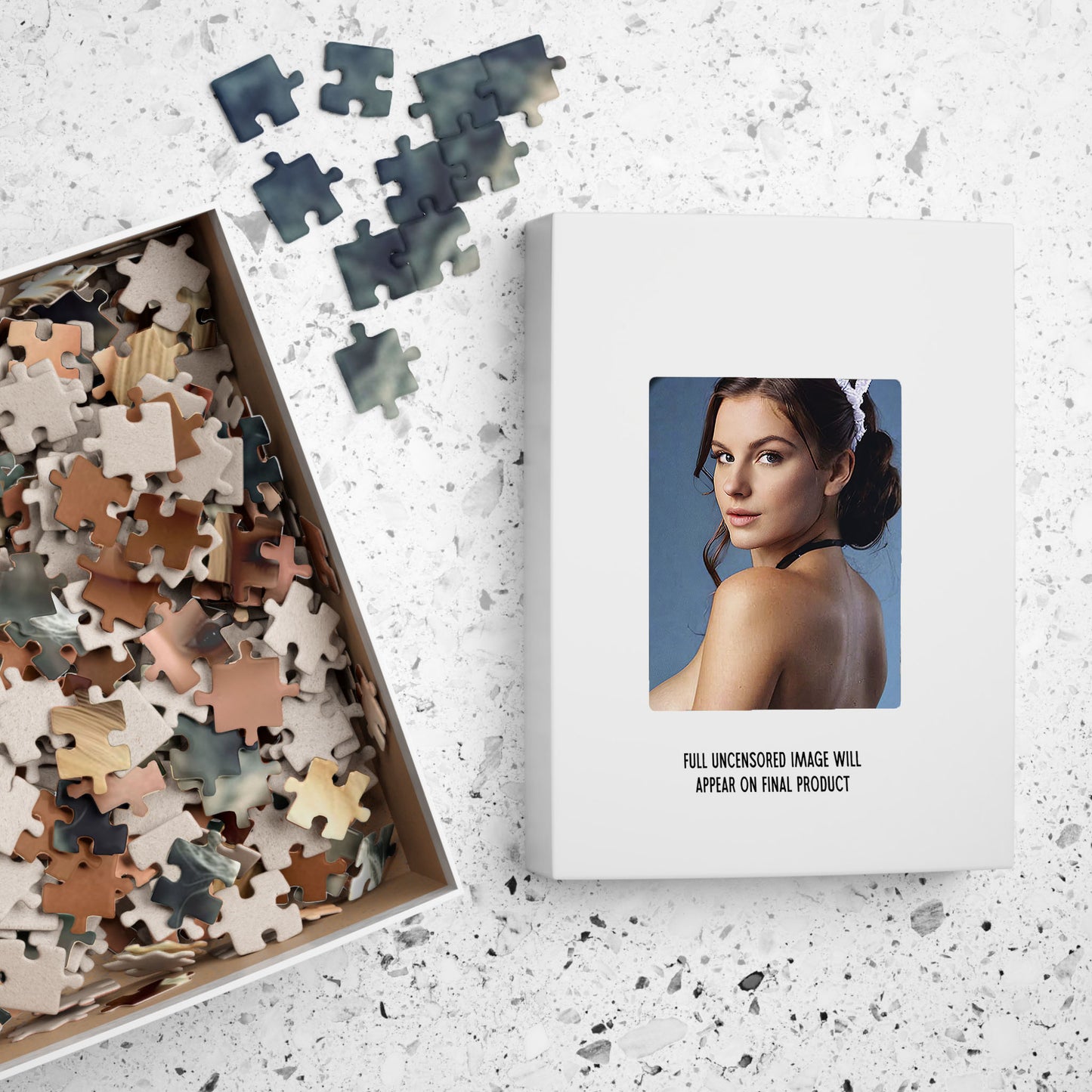 Sexy French Maid Nude Photo Puzzle, 1000-Piece Beautiful Naked Woman Jigsaw Puzzle, Funny Sexy Gift for Holidays, Bachelors