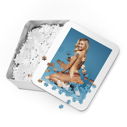 Fully Naked Blonde Photo Puzzle, 1000-Piece Beautiful Nude Blonde Woman Jigsaw Puzzle, Big Boobs, Fun Sexy Gift for Holidays