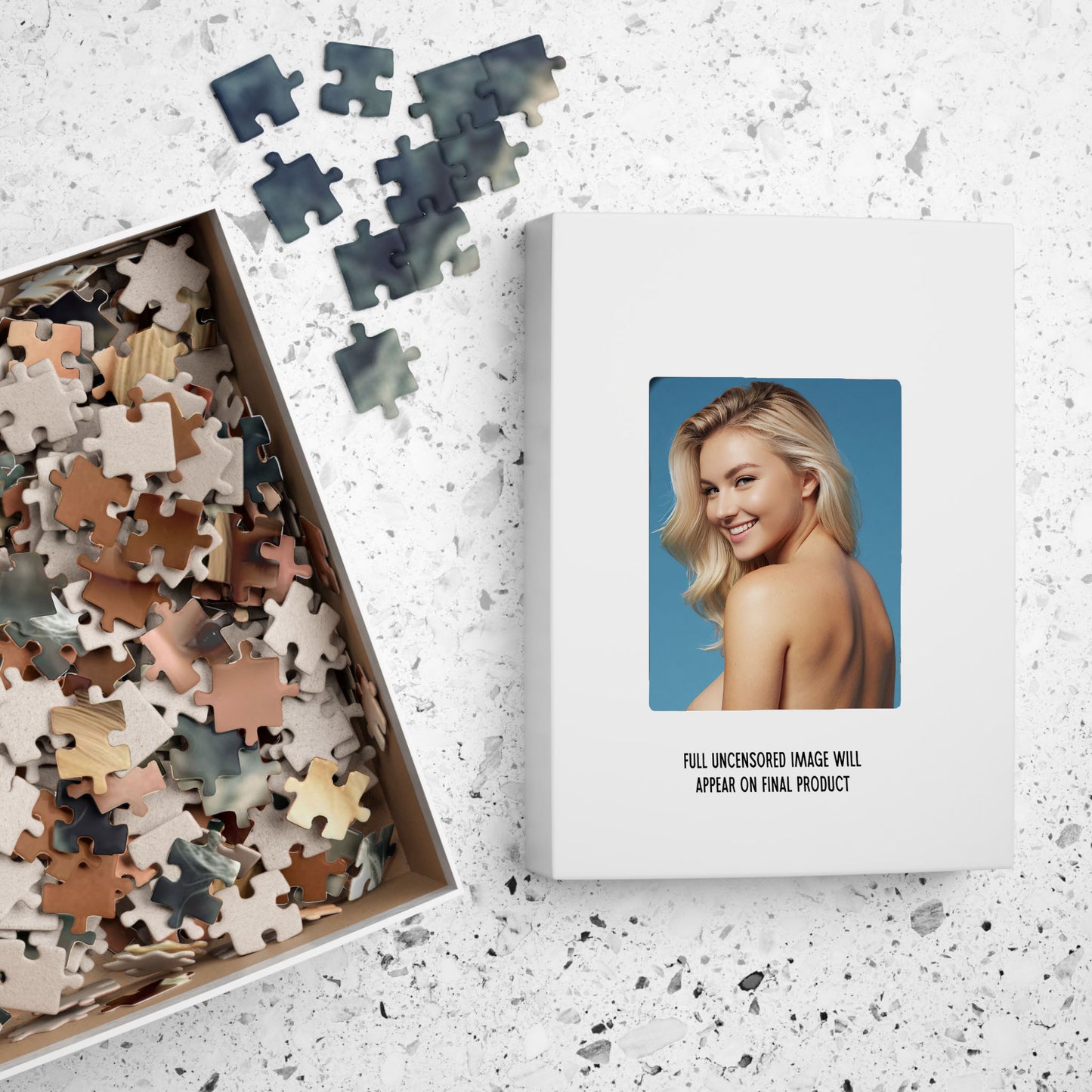 Fully Naked Blonde Photo Puzzle, 1000-Piece Beautiful Nude Blonde Woman Jigsaw Puzzle, Big Boobs, Fun Sexy Gift for Holidays