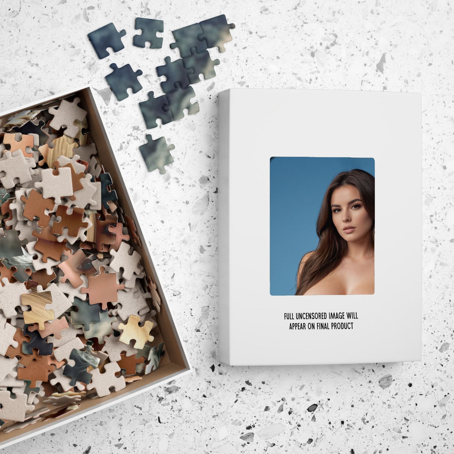Full Frontal Nudity Photo Puzzle, 1000-Piece Beautiful Naked Brunette Woman With Big Boobs Jigsaw Puzzle, Funny Sexy Gift