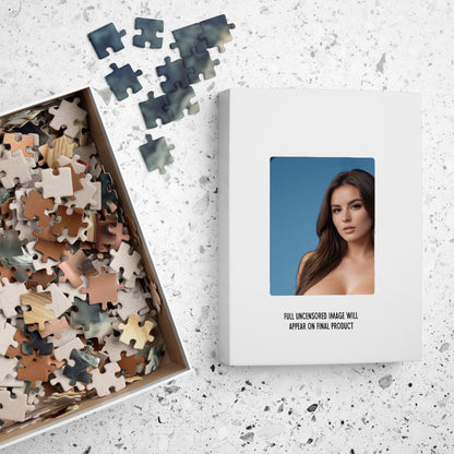 Full Frontal Nudity Photo Puzzle, 1000-Piece Beautiful Naked Brunette Woman With Big Boobs Jigsaw Puzzle, Funny Sexy Gift