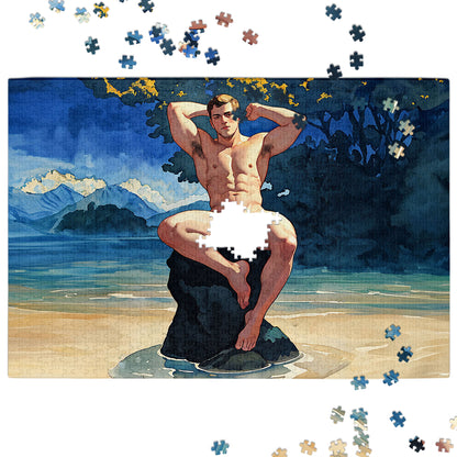 Male Nude Painting Jigsaw Puzzle with Full Frontal Nudity in 250, 500, 1000 or 2000 Pieces, Handsome Naked Man in Erotic Art