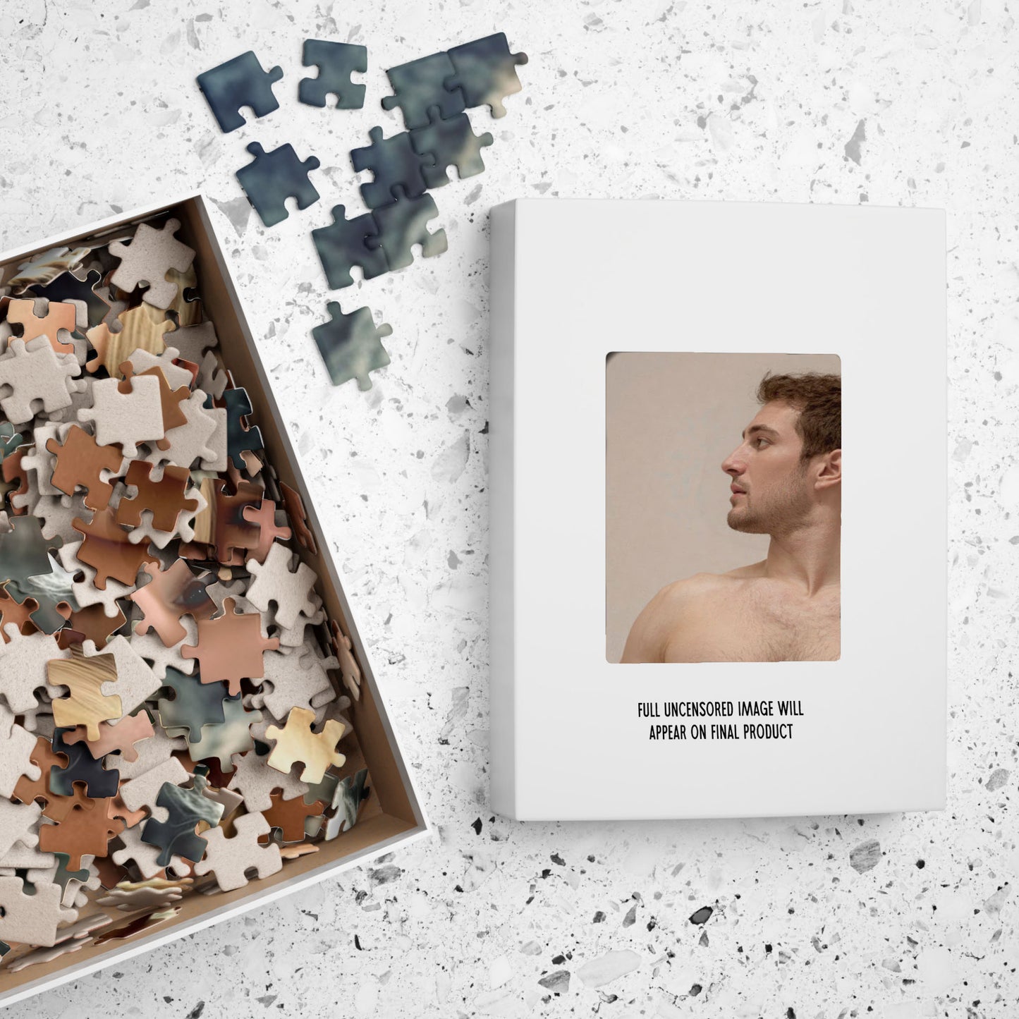 Male Nude Photo Puzzle, Full Frontal Nudity Jigsaw Puzzle, 250, 500, 1000 or 2000 Pieces, Handsome Naked Man in Erotic Photo