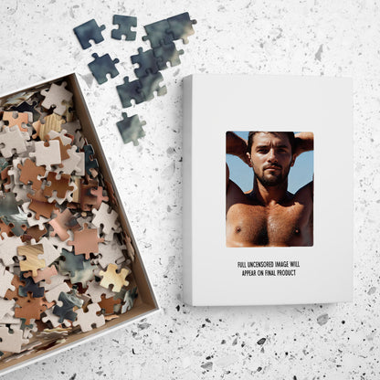 Male Nude Puzzle, Full Frontal Nudity Photo Jigsaw Puzzle, 250, 500, 1000 or 2000 Pieces, Handsome Naked Man in Erotic Photo