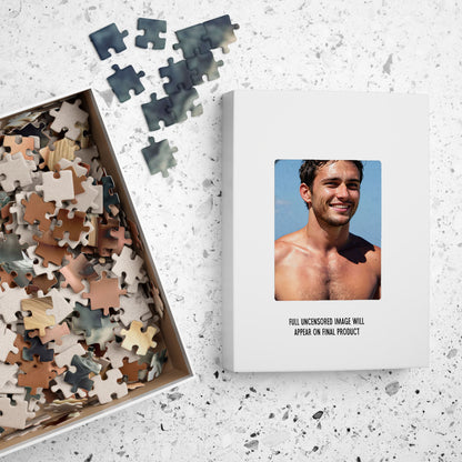 Male Nude Puzzle, Full Frontal Nudity Beach Photo Jigsaw Puzzle, 250, 500, 1000 or 2000 Pieces, Handsome Naked Man Puzzle