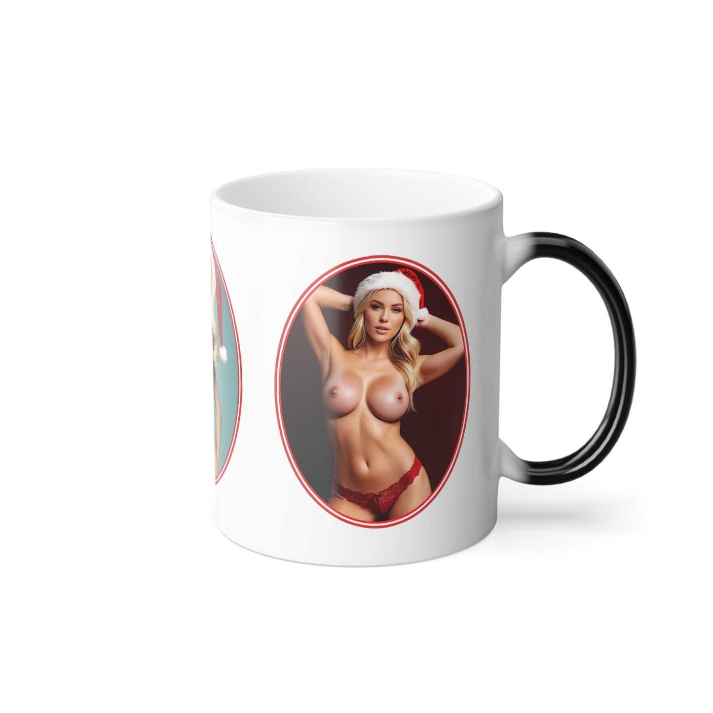 Funny Christmas Mug, Nude Photos of Sexy Santa Women for Naughty Holiday, Big Boobs and Butts on Color Changing Magic Mug, Sexy Dirty Gift