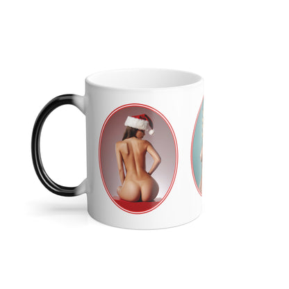 Funny Christmas Mug, Nude Photos of Sexy Santa Women for Naughty Holiday, Big Boobs and Butts on Color Changing Magic Mug, Sexy Dirty Gift
