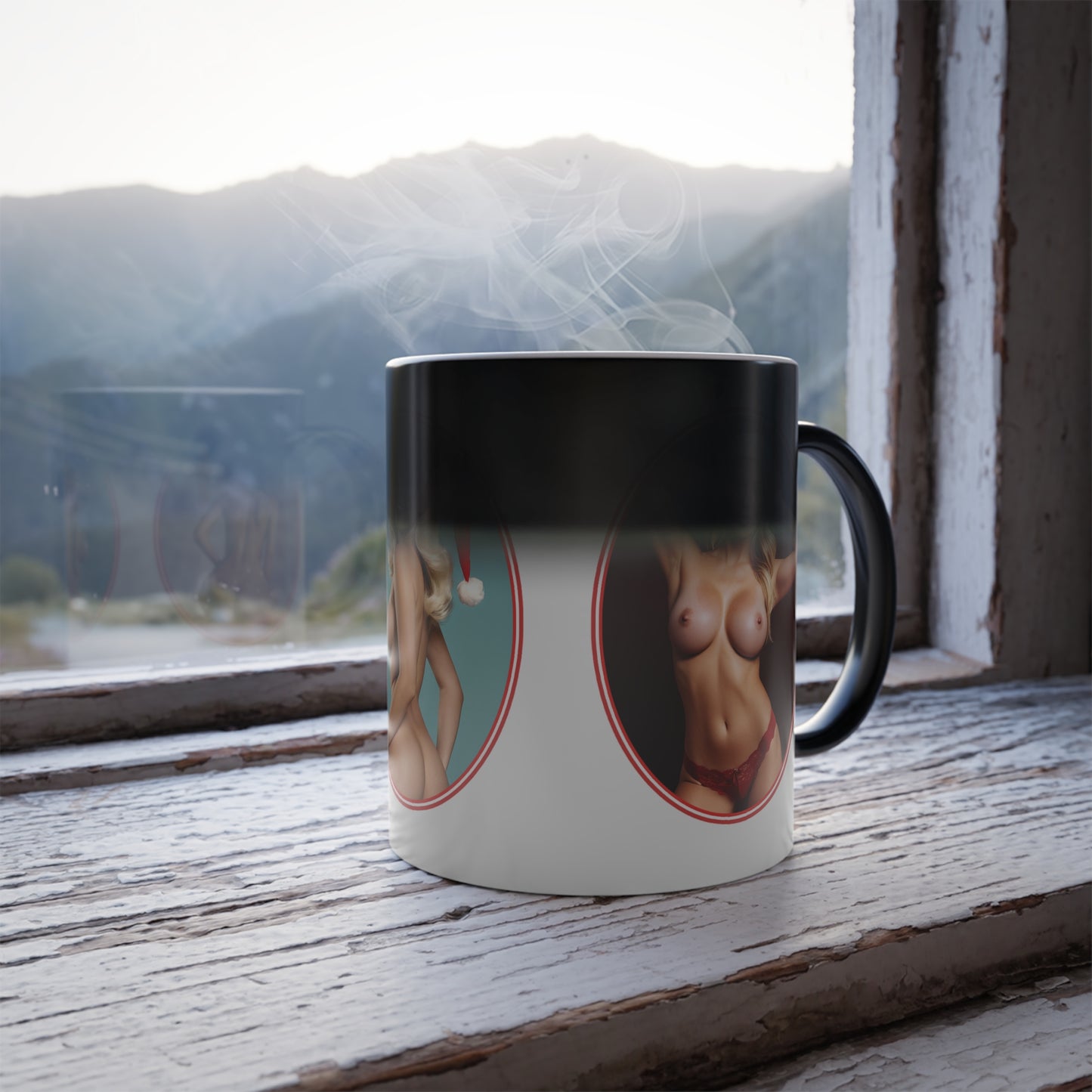 Funny Christmas Mug, Nude Photos of Sexy Santa Women for Naughty Holiday, Big Boobs and Butts on Color Changing Magic Mug, Sexy Dirty Gift