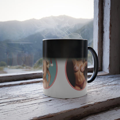 Funny Christmas Mug, Nude Photos of Sexy Santa Women for Naughty Holiday, Big Boobs and Butts on Color Changing Magic Mug, Sexy Dirty Gift