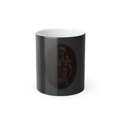 Funny Gay Christmas Mug, Naked Men Photos of Sexy Santa for Naughty Holiday, Handsome Muscular Butts on Color Changing Magic Mug, Dirty Gift