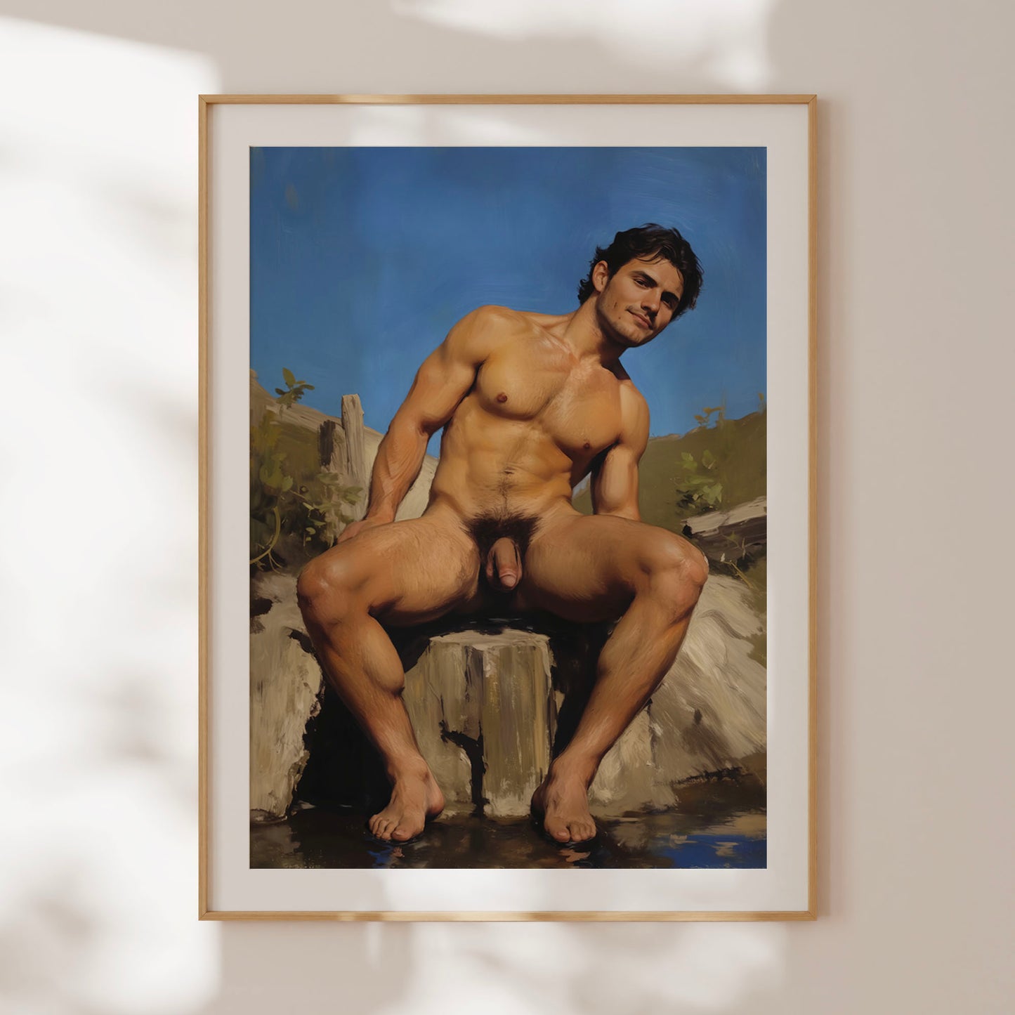 Homoerotic Art Print, Male Nude Painting, Full Frontal Nudity Giclee Print, Gay Art & Decor, Handsome Naked Man