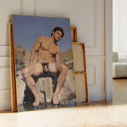 Homoerotic Art Print, Male Nude Painting, Full Frontal Nudity Giclee Print, Gay Art & Decor, Handsome Naked Man