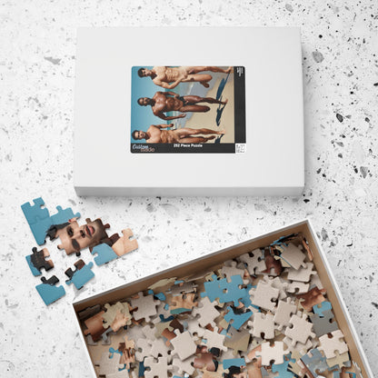 Male Nude Photo Puzzle, Sexy Men with Big Dicks Running on Beach Jigsaw Puzzle, Dirty Gift for Bachelorette or Gay Bachelor Party, Gay Beefcake Puzzle