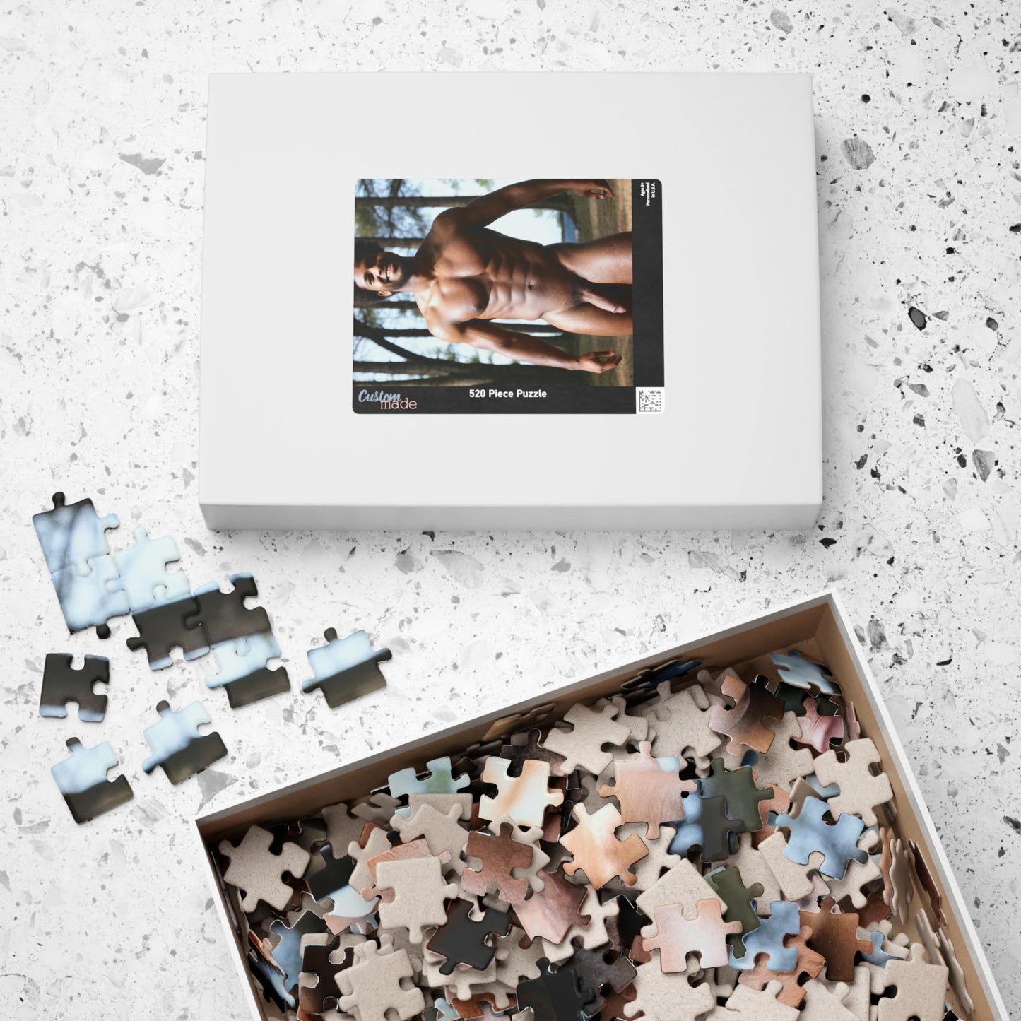 Male Nude Photo, Puzzle with Big Penis, Black Man's Dick Pic, Jigsaw Puzzle, Gift for Bachelorette or Gay Bachelor Party, Dirty Present