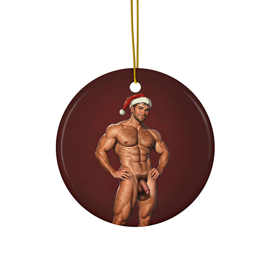 Sexy Santa Christmas Ornament, Dirty Christmas Decorations with Full Frontal Nudity Pinup Art, Santa Claus Dick Pic