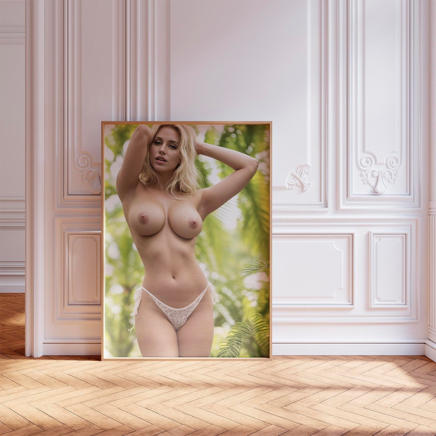 Topless Nude Photo, Sexy Beach Blonde with Big Boobs Showing Hot Body and Perfect Tits, Artistic and Sexy Classy Porn Photo, Dorm Poster