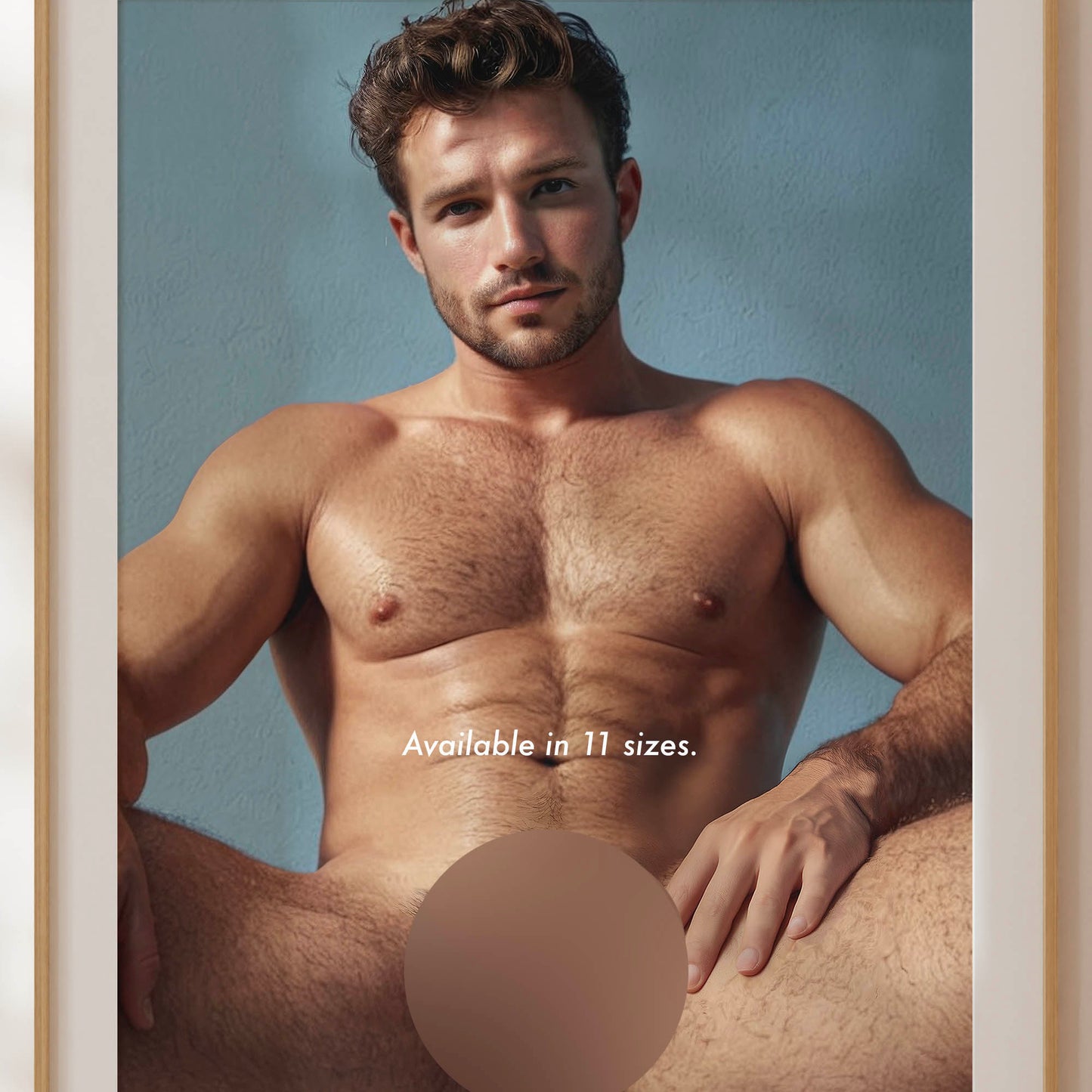 Dick Pic, Handsome Nude Male Model with Big Penis Sitting in Chair, Flaccid Soft Cock Nude Photo, Gay Interest, Art and Homoerotic Decor