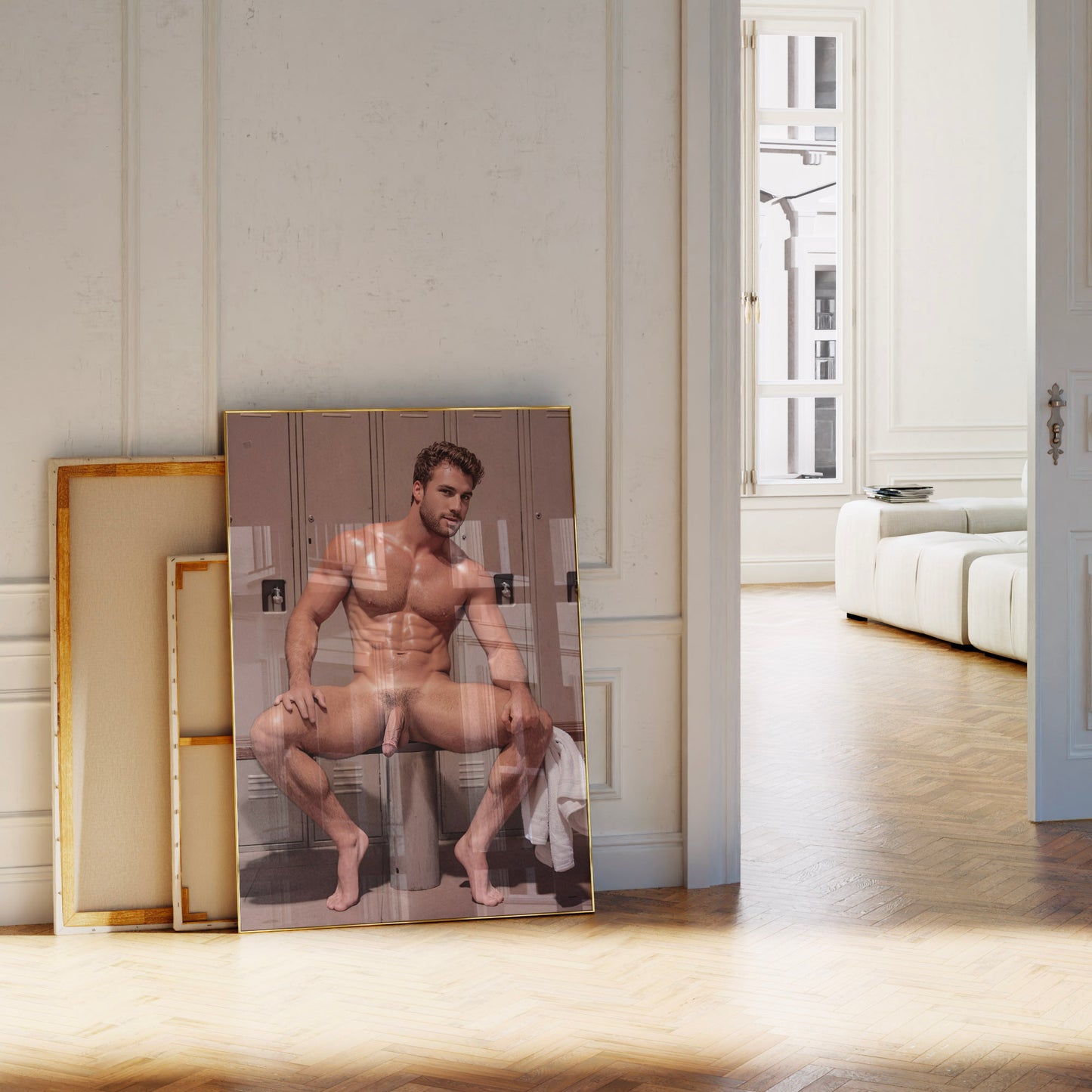 Handsome Nude Jock Dick Pic, Male Nude Photo With Big Penis, Bodybuilder Model Has Muscular Physique in Full Frontal Nudity, Gay Art & Decor