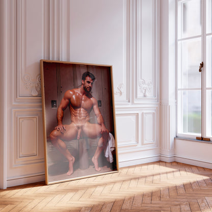 Handsome Nude Jock Dick Pic, Male Nude Photo With Big Penis, Bodybuilder Model Has Muscular Physique in Full Frontal Nudity, Gay Art & Decor