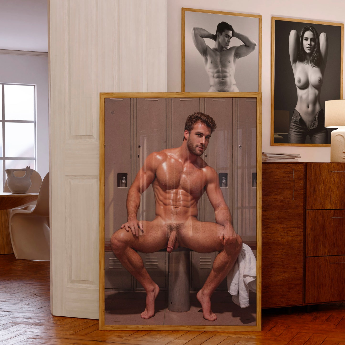 Handsome Nude Jock Dick Pic, Male Nude Photo With Big Penis, Bodybuilder Model Has Muscular Physique in Full Frontal Nudity, Gay Art & Decor