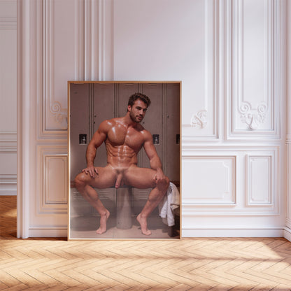 Handsome Nude Jock Dick Pic, Male Nude Photo With Big Penis, Bodybuilder Model Has Muscular Physique in Full Frontal Nudity, Gay Art & Decor