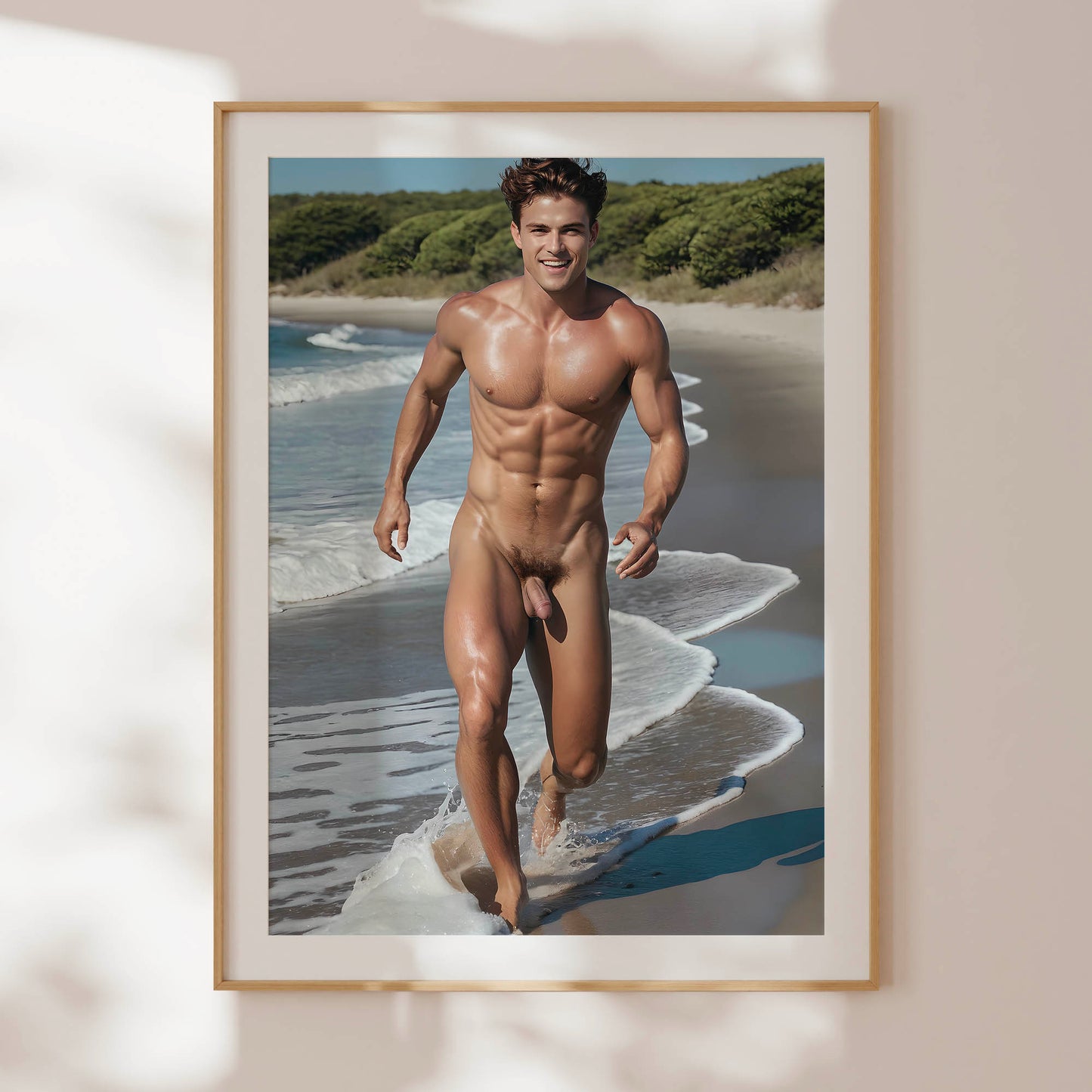 Handsome Muscular Man, Showing Penis in Dick Pic, Nude Men Photography, Athletic and Bodybuilder Physique, Nudist Beach Photo, Gay Interest