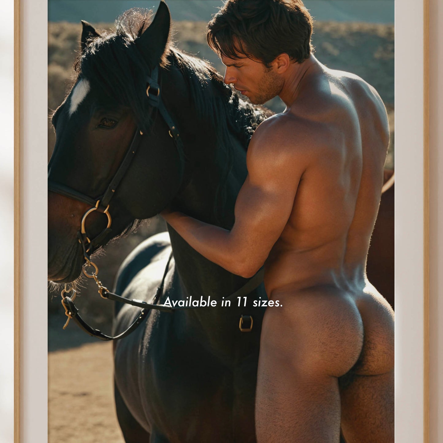 Round Butt in Nude Photo, Cowboy & Muscular Physique in Classic BodybuilderInspired Naked Photo, Showing Body Hair, Bussy and Muscles