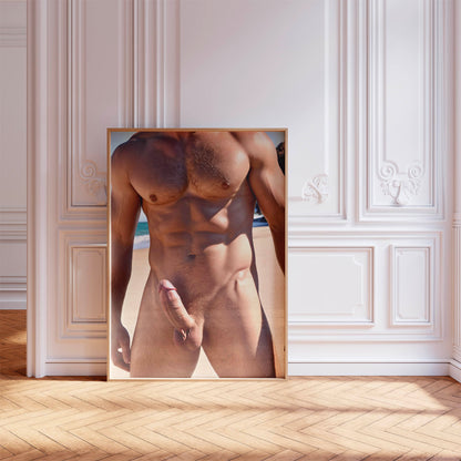 Hard Dick Nude Photo, Handsome & Muscular Model Showing Erect Penis in Erotic Photo, Full Frontal Nudity Showing Big Cock in Gay Solo Photograph