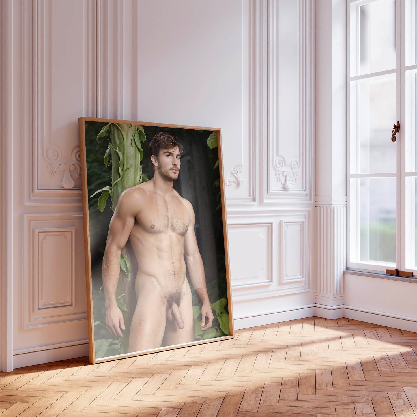 Handsome Nude Photo, Showing Full Penis, Sexy Jack and the Beanstalk Photo, Big Dick Pic in Fantasy Photo, Muscular Bodybuilder Physique